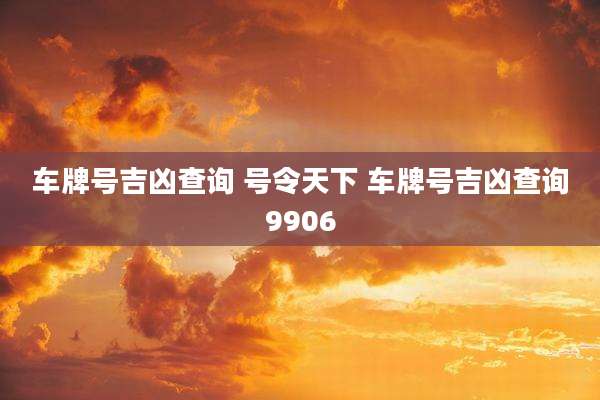 车牌号吉凶查询 号令天下 车牌号吉凶查询9906