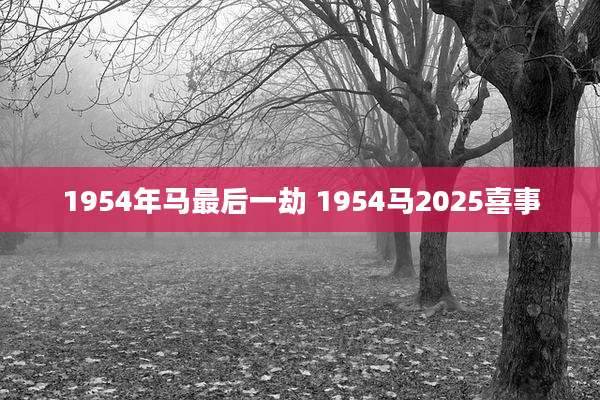 1954年马最后一劫 1954马2025喜事