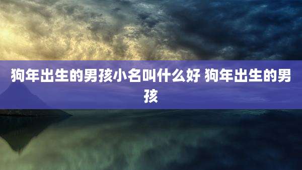 狗年出生的男孩小名叫什么好 狗年出生的男孩