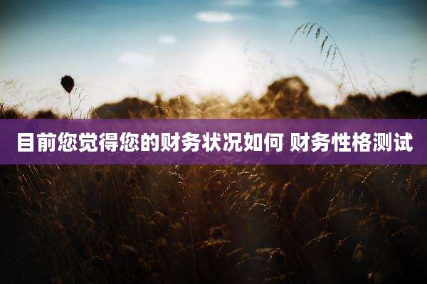 目前您觉得您的财务状况如何 财务性格测试
