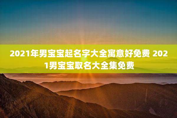 2021年男宝宝起名字大全寓意好免费 2021男宝宝取名大全集免费