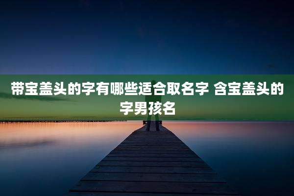 带宝盖头的字有哪些适合取名字 含宝盖头的字男孩名