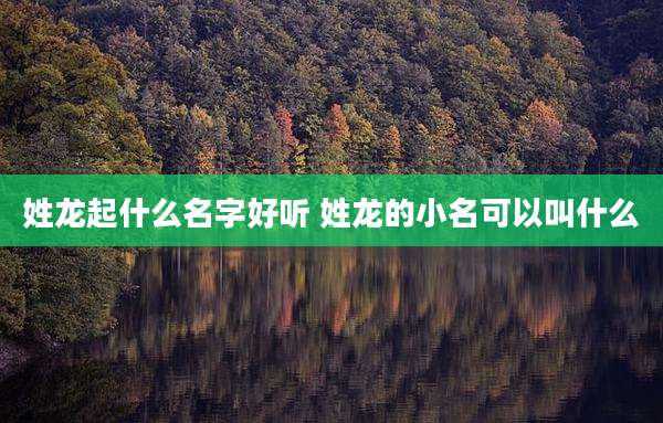 姓龙起什么名字好听 姓龙的小名可以叫什么