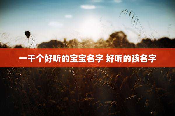 一千个好听的宝宝名字 好听的孩名字
