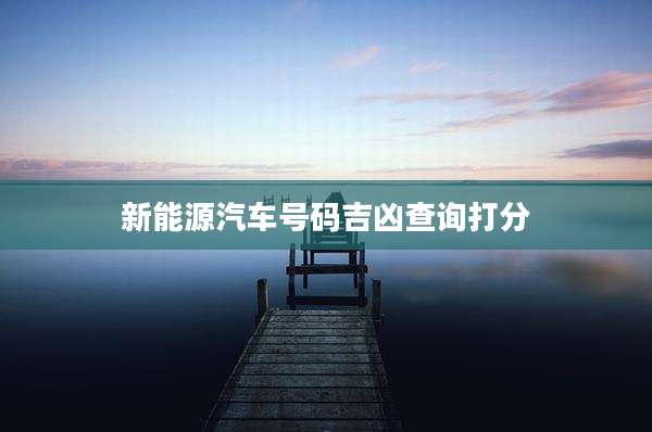 新能源汽车号码吉凶查询打分