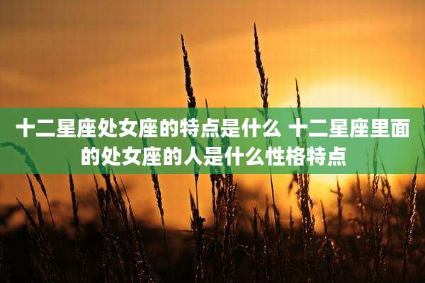 十二星座处女座的特点是什么 十二星座里面的处女座的人是什么性格特点