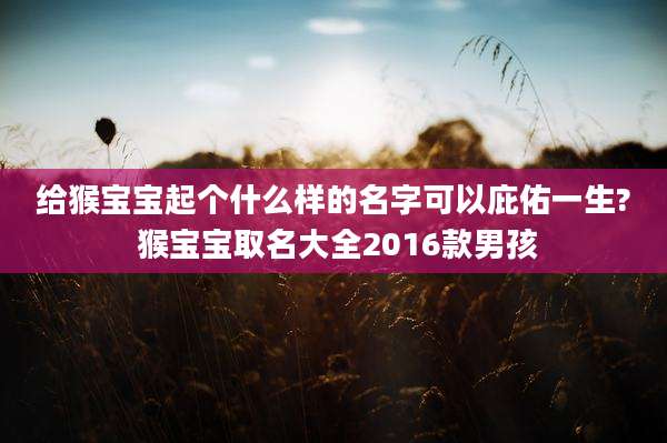 给猴宝宝起个什么样的名字可以庇佑一生? 猴宝宝取名大全2016款男孩