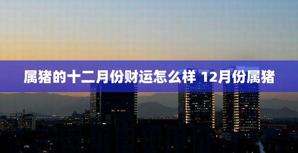 属猪的十二月份财运怎么样 12月份属猪