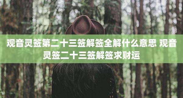 观音灵签第二十三签解签全解什么意思 观音灵签二十三签解签求财运
