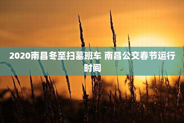 2020南昌冬至扫墓班车 南昌公交春节运行时间