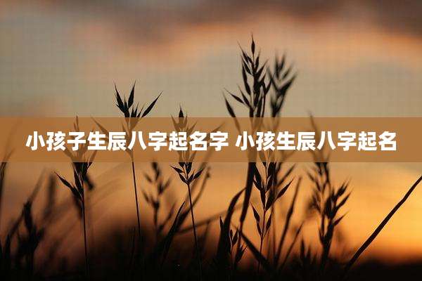 小孩子生辰八字起名字 小孩生辰八字起名