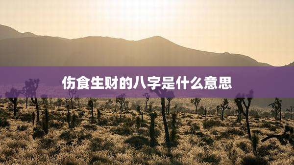 伤食生财的八字是什么意思