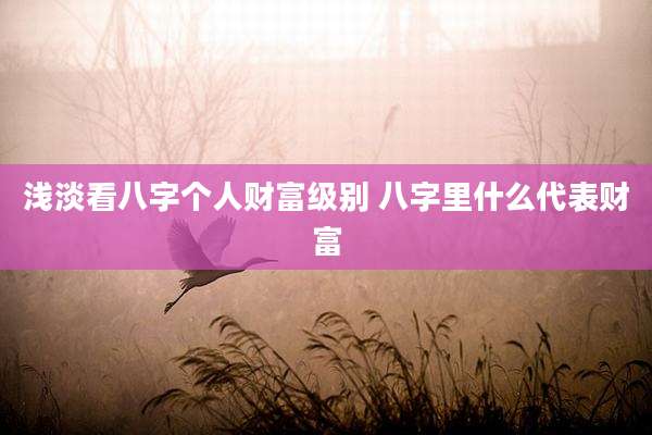 浅淡看八字个人财富级别 八字里什么代表财富