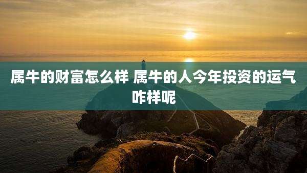 属牛的财富怎么样 属牛的人今年投资的运气咋样呢