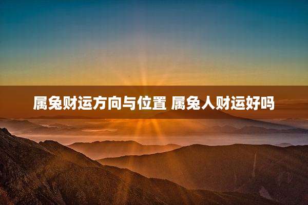 属兔财运方向与位置 属兔人财运好吗