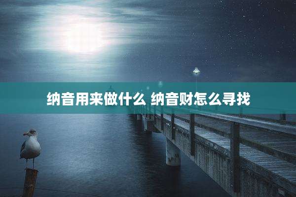 纳音用来做什么 纳音财怎么寻找