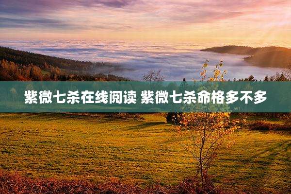 紫微七杀在线阅读 紫微七杀命格多不多
