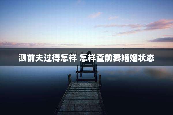 测前夫过得怎样 怎样查前妻婚姻状态