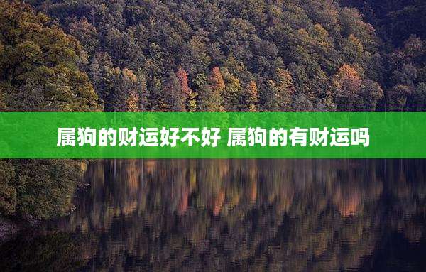 属狗的财运好不好 属狗的有财运吗