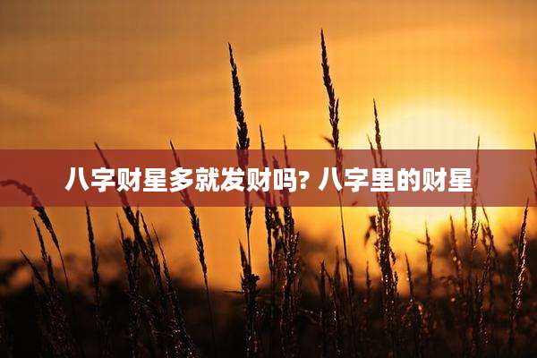 八字财星多就发财吗? 八字里的财星