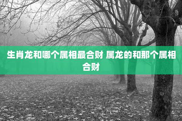 生肖龙和哪个属相最合财 属龙的和那个属相合财
