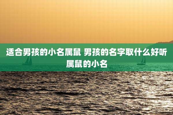 适合男孩的小名属鼠 男孩的名字取什么好听属鼠的小名
