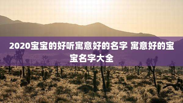 2020宝宝的好听寓意好的名字 寓意好的宝宝名字大全