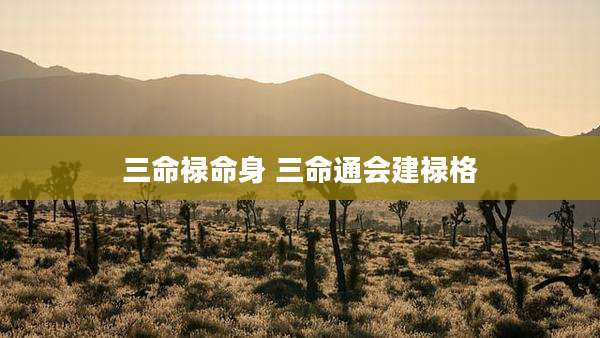 三命禄命身 三命通会建禄格