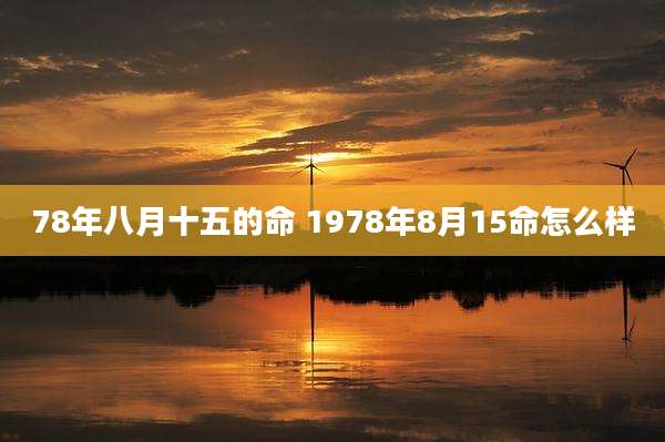 78年八月十五的命 1978年8月15命怎么样