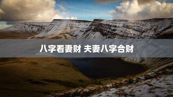 八字看妻财 夫妻八字合财