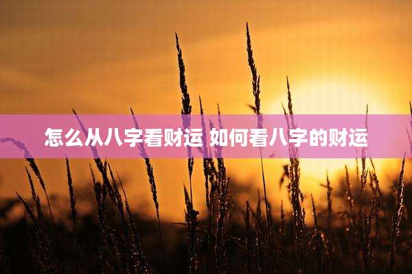 怎么从八字看财运 如何看八字的财运