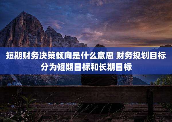 短期财务决策倾向是什么意思 财务规划目标分为短期目标和长期目标