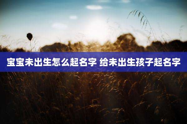 宝宝未出生怎么起名字 给未出生孩子起名字