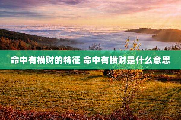 命中有横财的特征 命中有横财是什么意思
