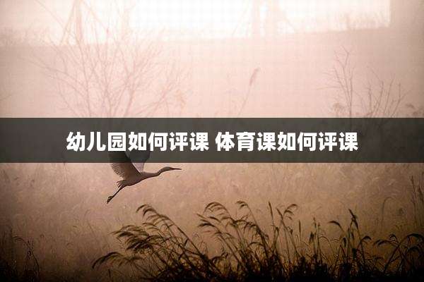 幼儿园如何评课 体育课如何评课