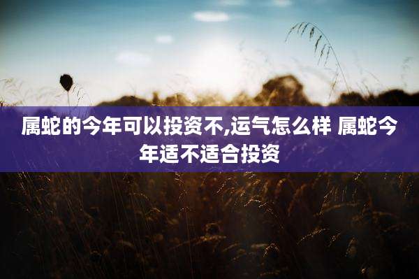 属蛇的今年可以投资不,运气怎么样 属蛇今年适不适合投资
