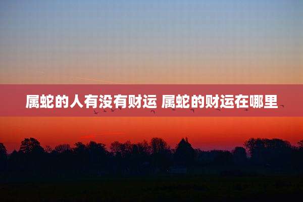属蛇的人有没有财运 属蛇的财运在哪里