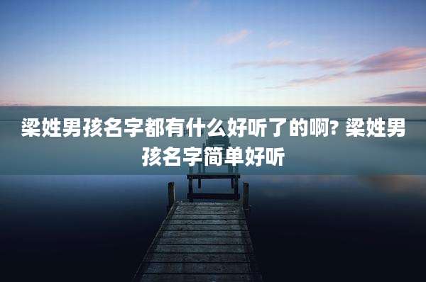梁姓男孩名字都有什么好听了的啊? 梁姓男孩名字简单好听