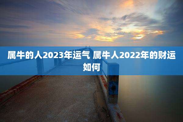 属牛的人2023年运气 属牛人2022年的财运如何