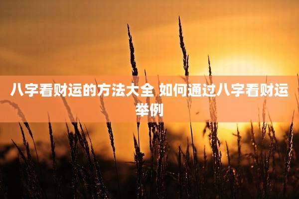 八字看财运的方法大全 如何通过八字看财运举例