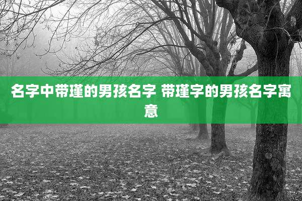 名字中带瑾的男孩名字 带瑾字的男孩名字寓意