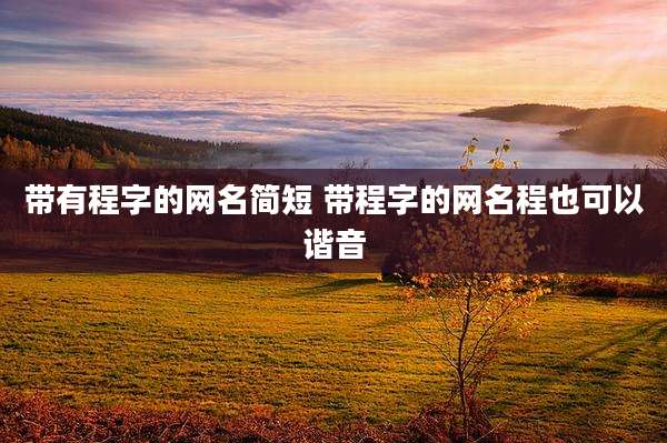 带有程字的网名简短 带程字的网名程也可以谐音