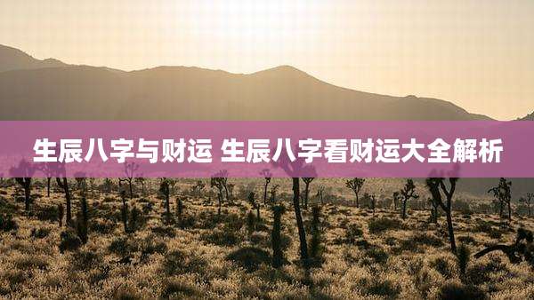 生辰八字与财运 生辰八字看财运大全解析