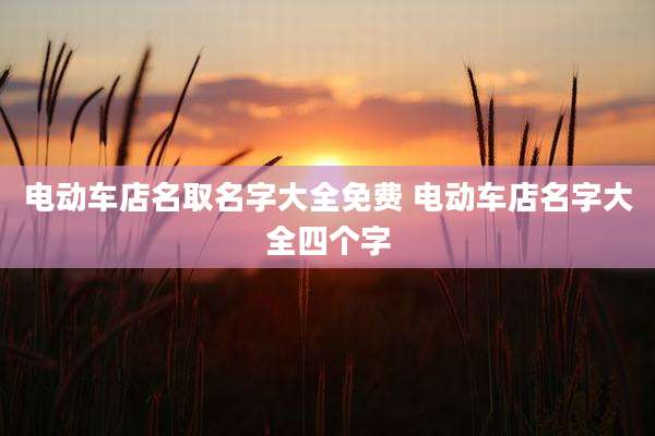 电动车店名取名字大全免费 电动车店名字大全四个字