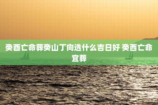 癸酉亡命葬癸山丁向选什么吉日好 癸西亡命宜葬