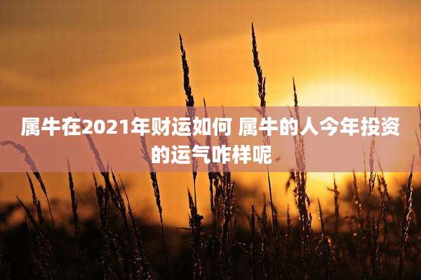 属牛在2021年财运如何 属牛的人今年投资的运气咋样呢