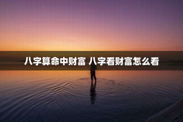 八字算命中财富 八字看财富怎么看