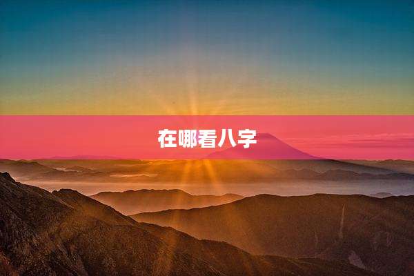在哪看八字