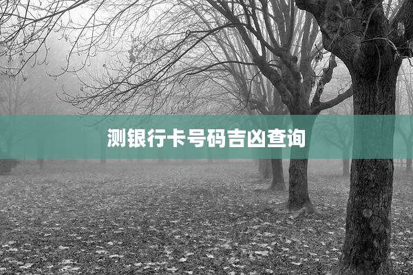 测银行卡号码吉凶查询
