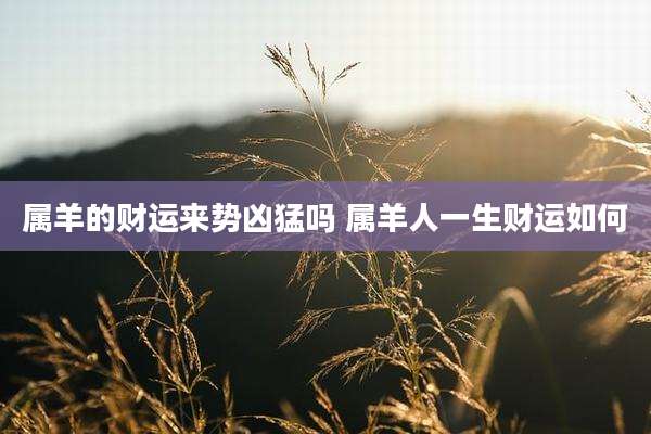 属羊的财运来势凶猛吗 属羊人一生财运如何